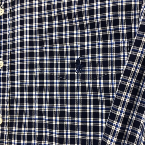 Polo Ralph Lauren Blake Men's Cotton Button Front Shirt Blue/Black Plaid Size XL - Picture 4 of 6
